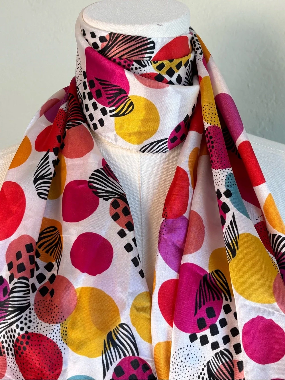 Bundle 2/$30! Colorful Polka Dot Silky Scarf 66 x 20 Cheerful EUC